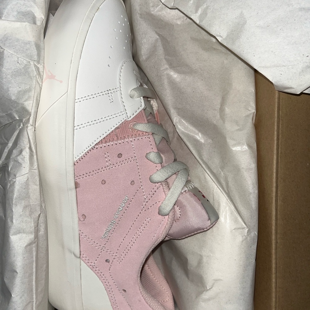 Jordan Pink Sneakers with Suede Texture and Decorative Detail